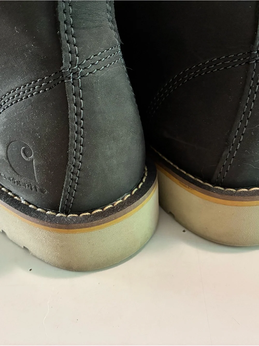 Men's Dark Gray Carhartt Lace-Up Moc Toe Work Boots - White Lug Sole